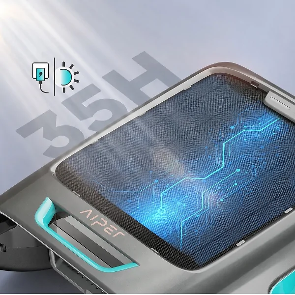 Technologie SolarSeeker et batterie : autonomie 35 h pour un nettoyage 24 h/24